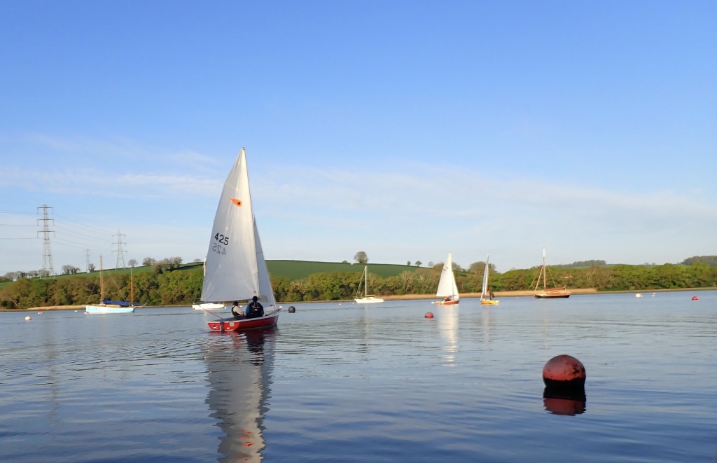 Dinghies on a flat calm River Tamar